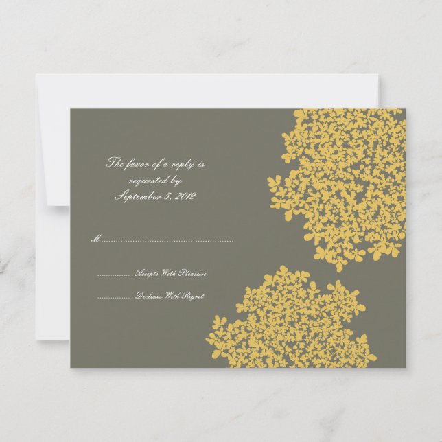 Cinza e RSVP de Casamento Floral Amarelo (Frente)