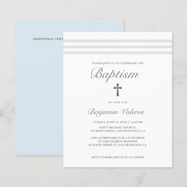 Cinza Elegante Strike Elegante BAPTISM Blue Cross  (Frente/Verso)