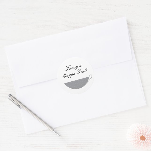 Cinza Envelope Teacup Selo e Adesivo (Envelope)