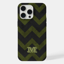 Cinza escura do exército verde-vintage chevron Mon