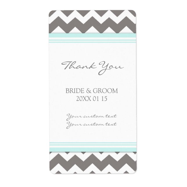 Cinza Etiquetas de casamento Blue Chevron (Frente)