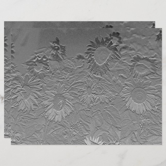 Cinza Floral de Prata de Girassol (Frente/Verso)