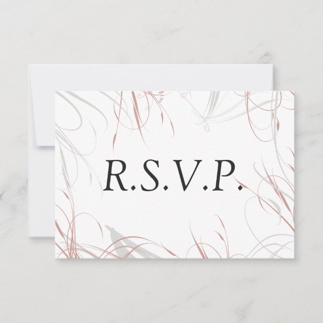 Cinza Floresce e Rosa Enrubescido Casamento RSVP (Frente)