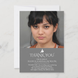 Cinza funerária branco 2 fotos cartões de agradeci