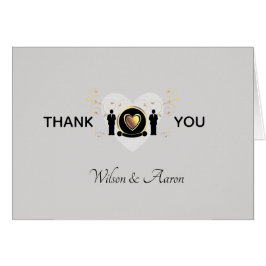 Cinza Heart Male Wedding | CARTÕES DE AGRADECIMENT