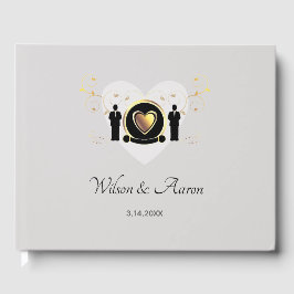 Cinza Heart Male Wedding | Livro de Visitas