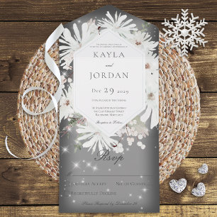 Cinza Inverno White Floral Sparkle Sem Janto