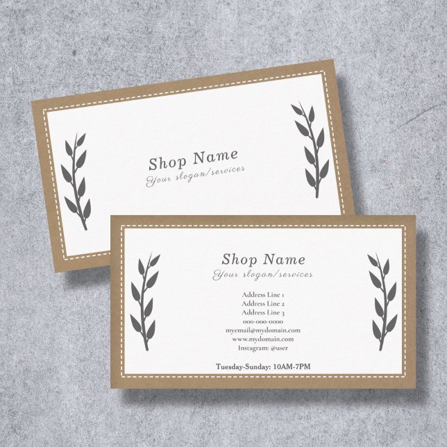 Cinza, Kraft e Cartão de visita russo (Gray, Kraft & Rustic Business Card)