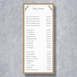 Cinza, Kraft & Rustic Menu & Price List Rack Card