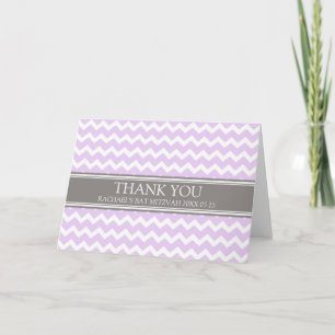 Cinza Lilac Chevron Bat Mitzvah Cartões de agradec