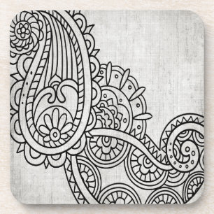 Cinza Mehndi Motif Plastic Porta copos Set