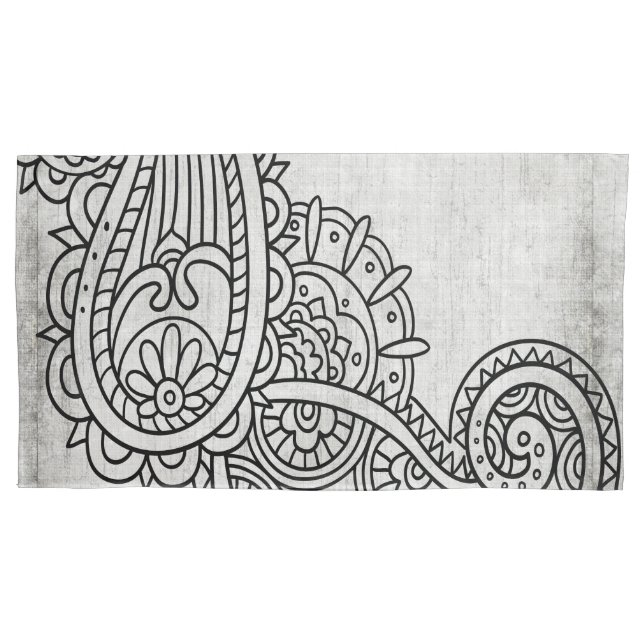 Cinza Mehndi Motif Travesseiro (Frente)