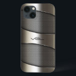 Cinza Metálico Moderno<br><div class="desc">Cinza de aspecto geométrico brilhante das designs modernas. Monograma personalizado Olhar brilhante e metálico é uma ilusão digital e não um brilho real.</div>