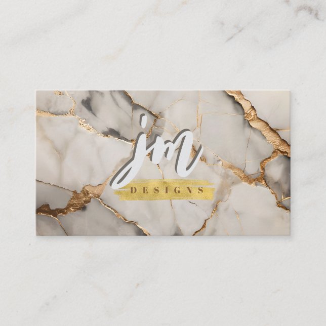 Cinza Negra e Cartão de visita Moderno do Marble D (Frente)