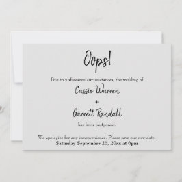 Cinza "Oops"! Anúncio de casamento adiado