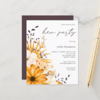 Cinza Orçamental Convite de festas Floral Amarelo