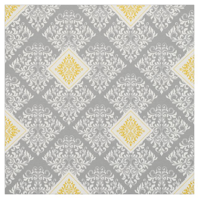 cinza ornamentado barroco amarelo Tecido (Modelo)