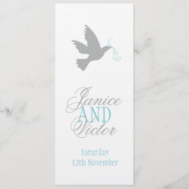 Cinza pomada com menu janto de casamento azul