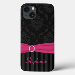 Cinza preta Damasco cor-de-rosa com risca iPad de