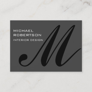 Cinza preto Monograma Na moda Cartão de visita
