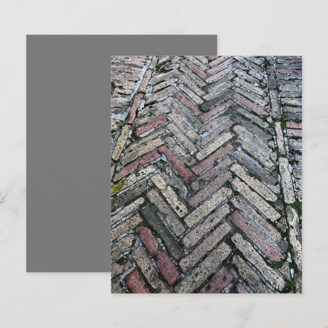 Cinza Red Herringbone Pavers Scrapbook Paper (Frente/Verso)