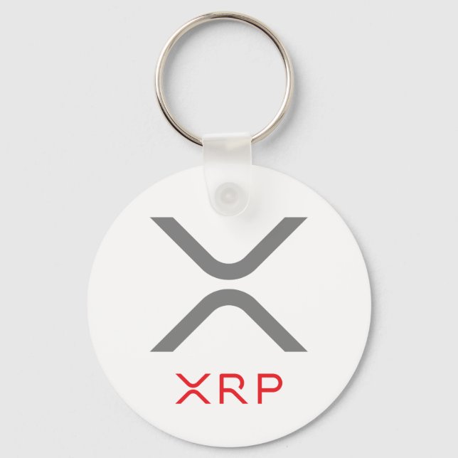 Cinza Ripple XRP e logotipo vermelho | Chaveiro bá (Frente)