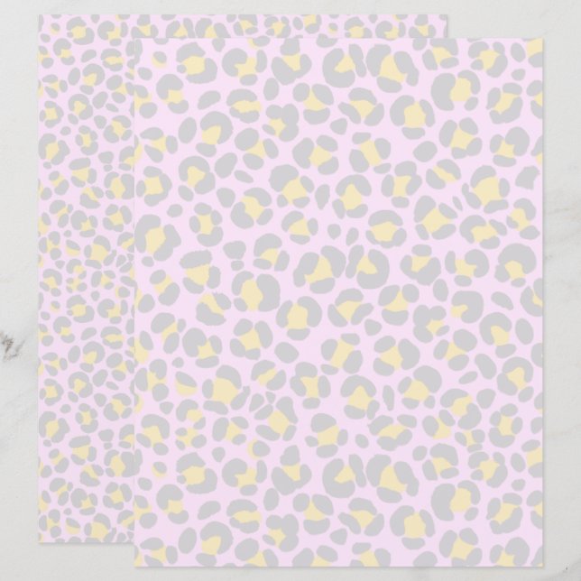 Cinza rosa-do-pasto-leopardo amarelo (Frente/Verso)