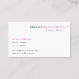 Cinza rosa e Cartão de visita minimalística branca