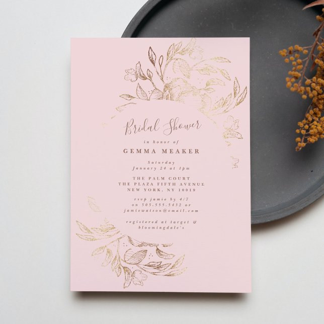 Cinza rosa elegante Blush Dourado Chá botânico (Criador carregado)