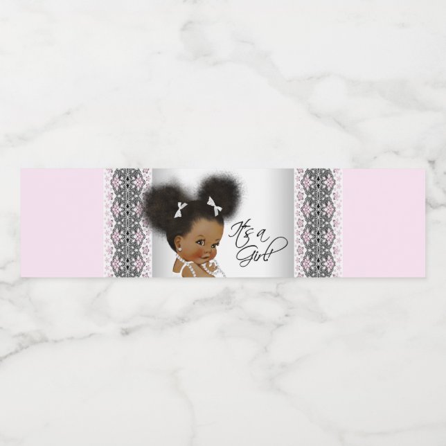 Cinza rosa Etiqueta Nética Bebê Rótulos de Garrafa (Rótulo Único)