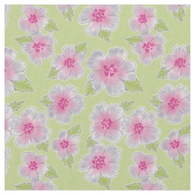 Cinza Rosa Floral sob Tecido Verde (Detalhe)