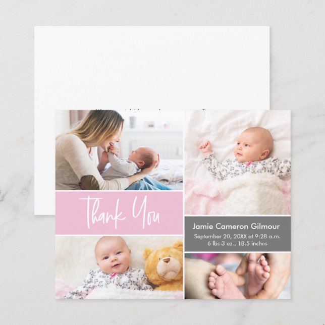 Cinza rosa suave Chá de fraldas de Fotos Modernas  (Frente/Verso)