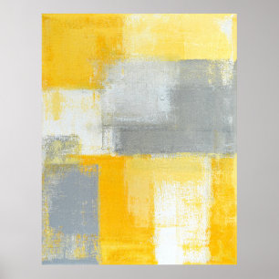 cinza 'Sneaky' e Poster Abstrato de Arte Amarelo