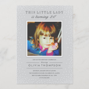 Cinza Sparkle Antiga Foto Convites de Aniversário