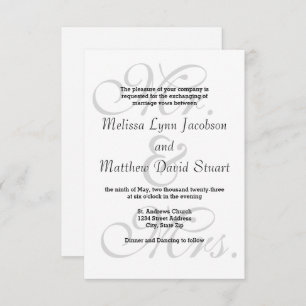 Cinza Sr. & Sra. - 3x5 Convite para Casamento