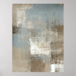 cinza 'Storm' e Poster de arte Beige Abstrato