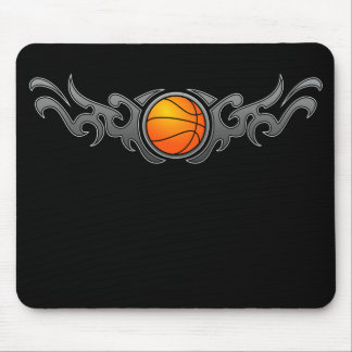 Cinza tribal Mousepad das chamas do basquetebol