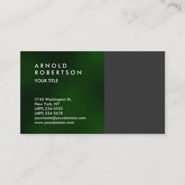 Cinza Verde da Cartão de visita Moderna (Frente)