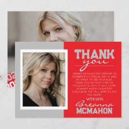 Cinza Vermelha e Prata Cartões de agradecimentos d