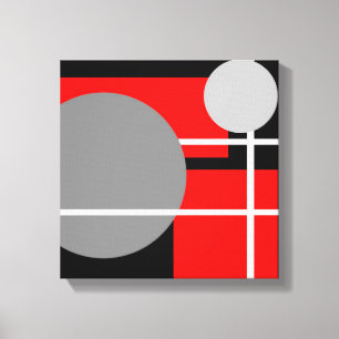 Cinza Vermelha Moderna - Branco - Canvas