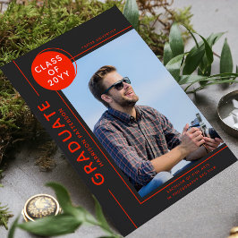 Cinza Vermelha Moderna de Script de Graduação de F