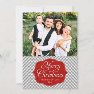 Cinza Vermelho Moderno Cartões de foto de Natal