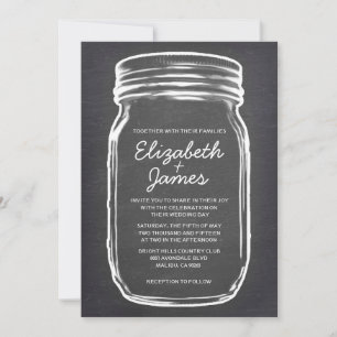 Cinza Vintage Mason Jar Casamentos Convites