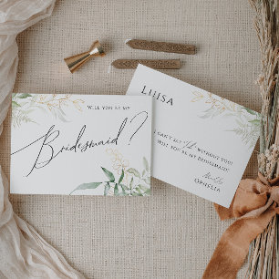 Cinza Whimsical e Cartão Bridesmaid Dourado