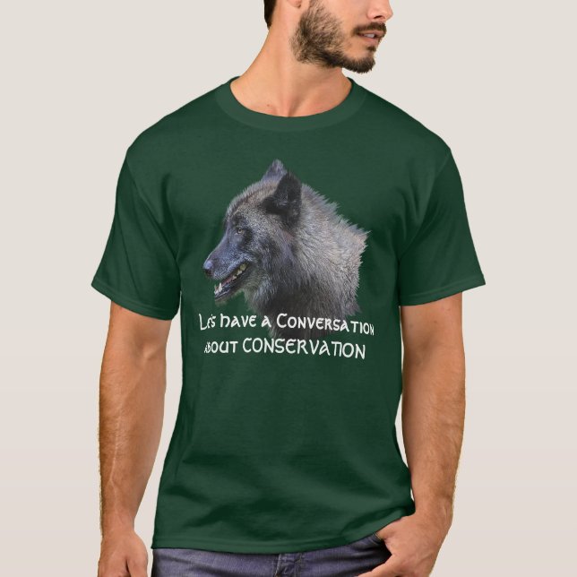 Cinza Wolf Conservation Wildlife Supporter T-Shirt (Frente)