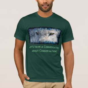 Cinza Wolf Eyes Wildlife Conservation T-Shirt