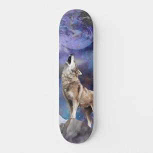 Cinza Wolf Howling no Skate da Lua