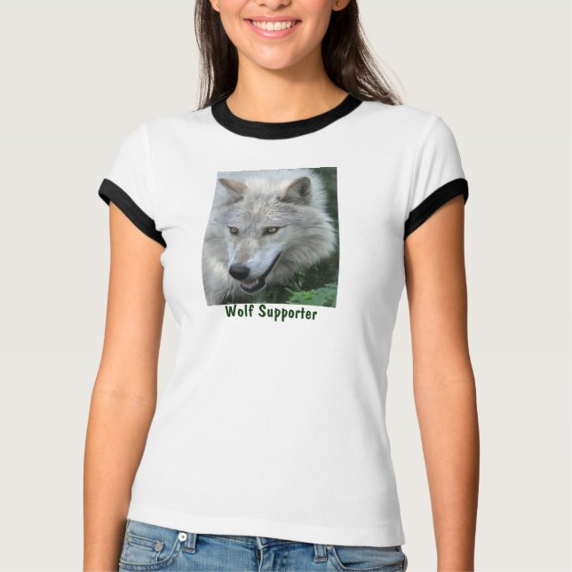 Cinza Wolf Portrait Wildlife T-Shirt (Frente)