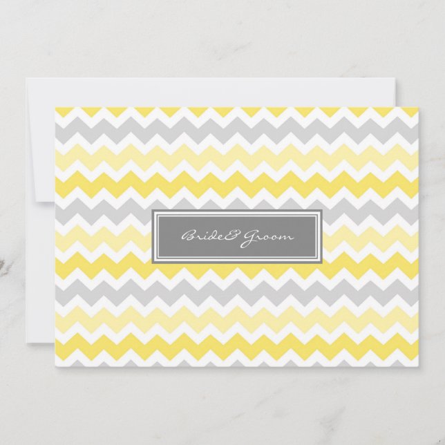 Cinza Yellow Chevron de Convites para Casamento (Frente)