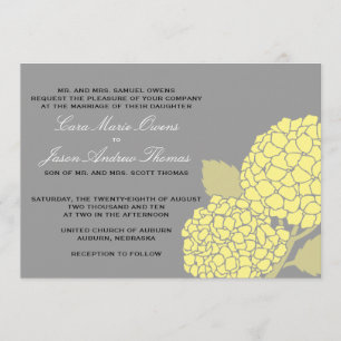 Cinzas/amarelo corajosos do convite do casamento